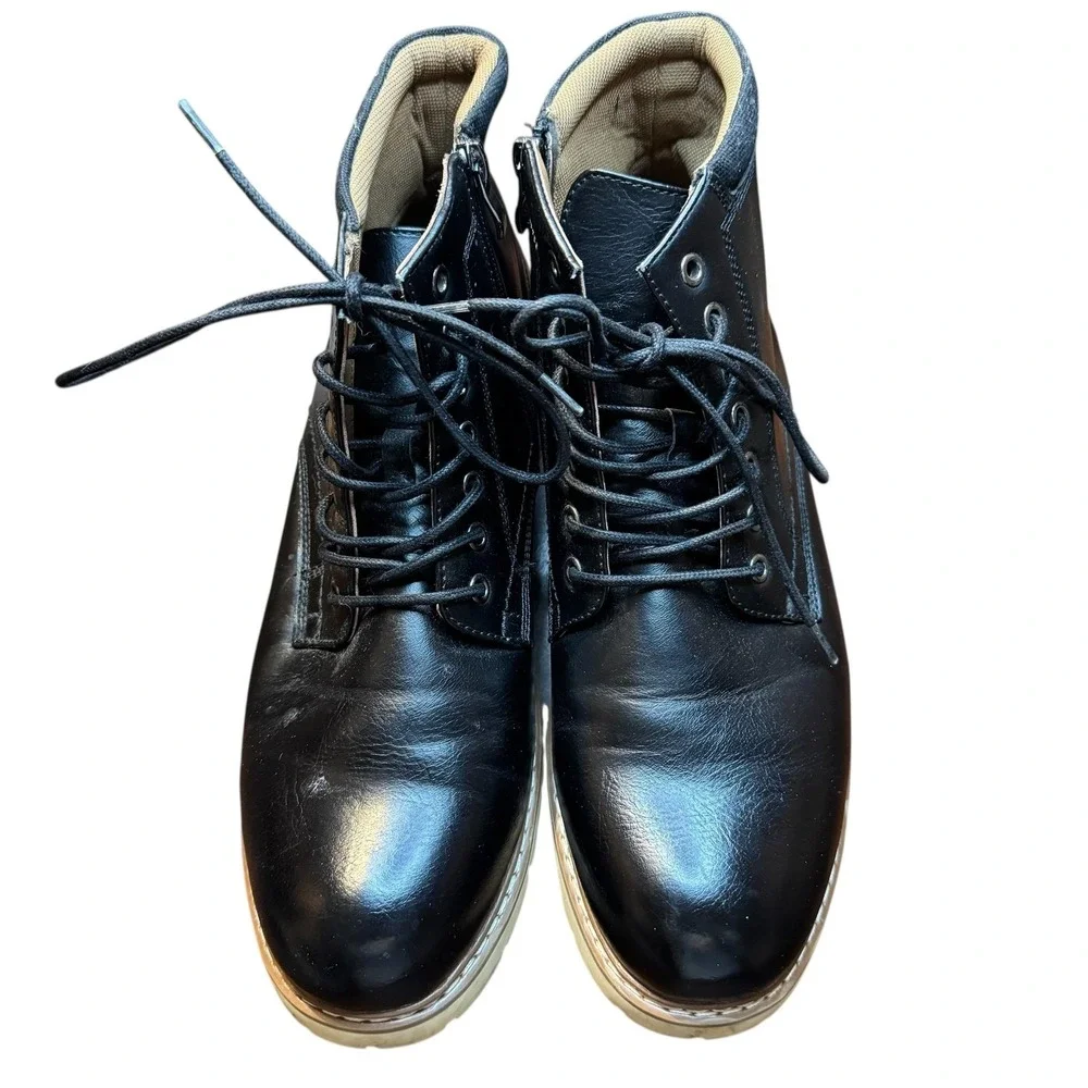 Steve Madden P-Bowery Boots Mens Size 12 Black Combat Side‎ Zip Ortholite Casual